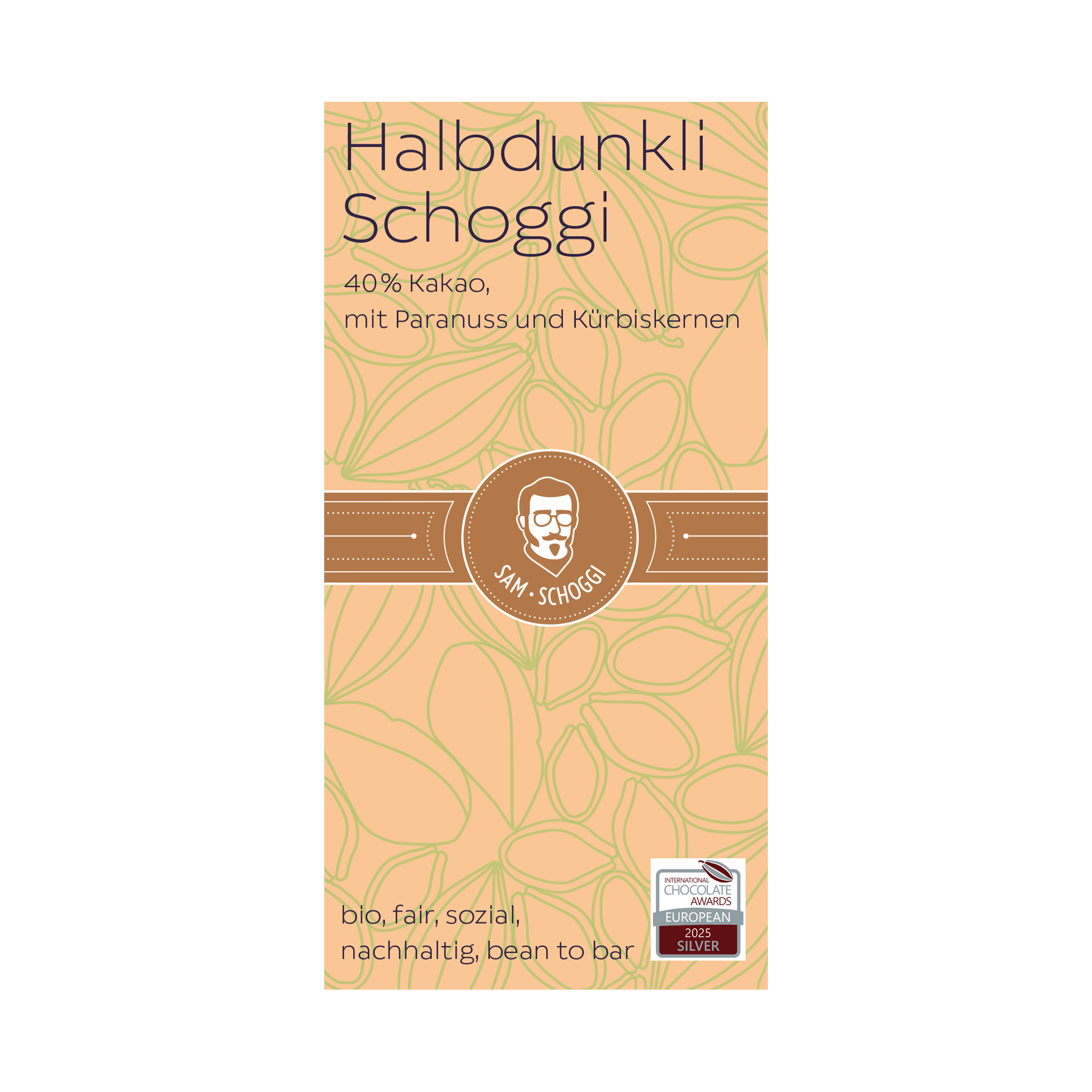 Halbdunkli Schoggi mit Paranuss & Kürbiskernen