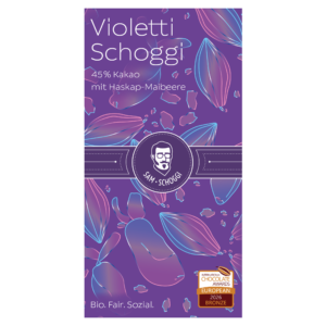 Violetti Schoggi mit Haskap-Maibeere