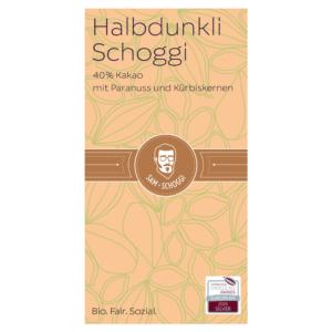 Halbdunkli Schoggi mit Paranuss & Kürbiskernen